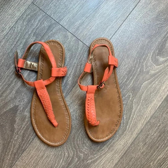 Aldo Women’s Sandals T-Strap Flat Braided Coral Pink Size 7 Vacation Beach Boho - Picture 7 of 15